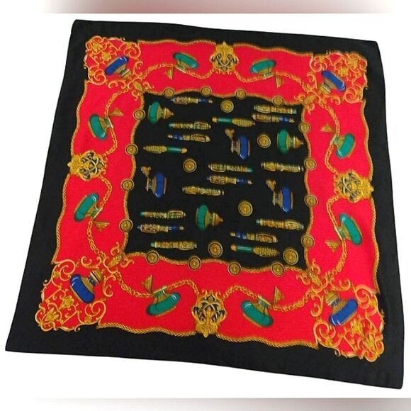 Vintage Black & Red Scarf Fountain Pen Ink Well Foulard Stylo - Picture 1 of 16